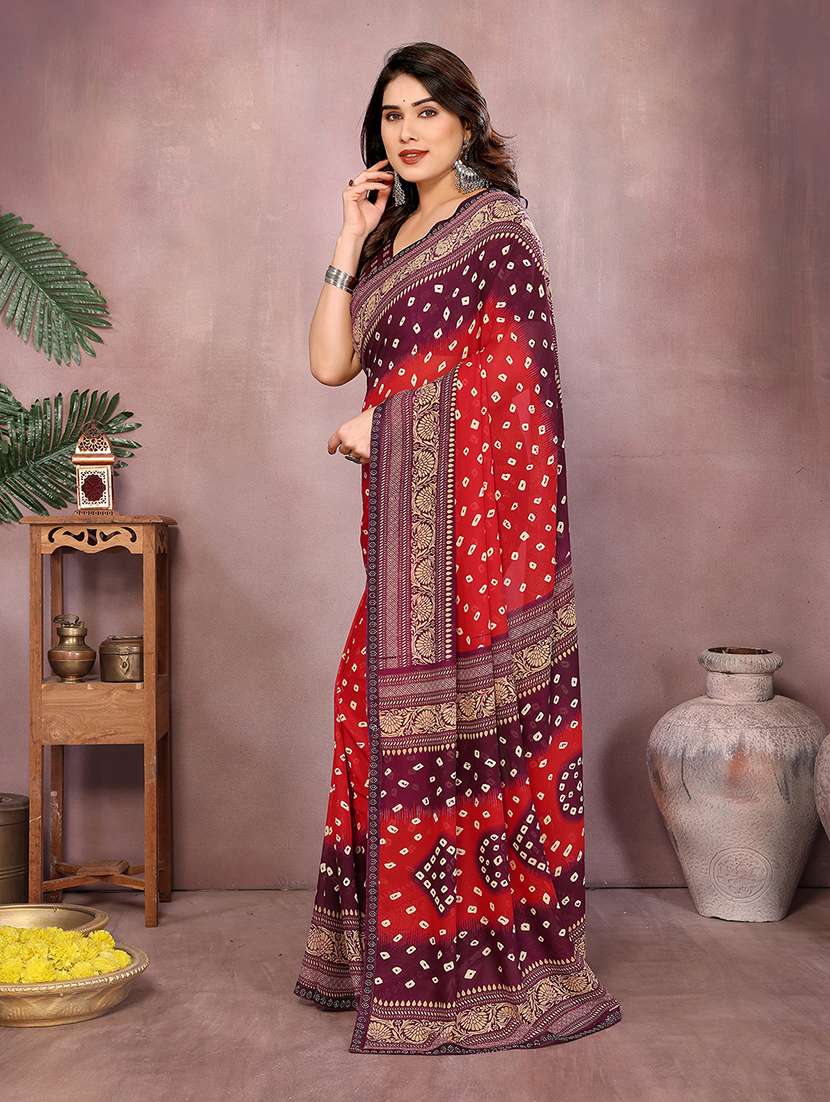 women printed casual wear saree with blouse - 22048877 -  Standard Image - 1