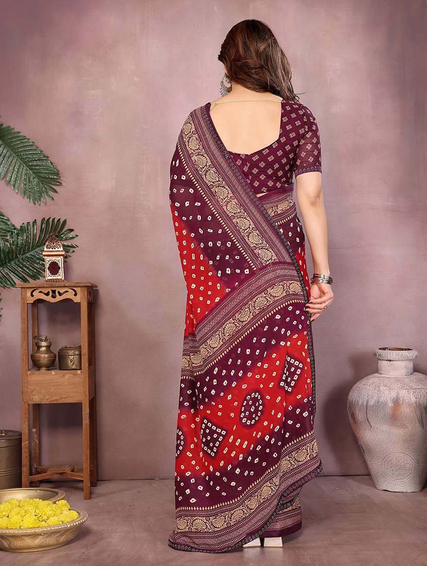 women printed casual wear saree with blouse - 22048877 -  Standard Image - 4