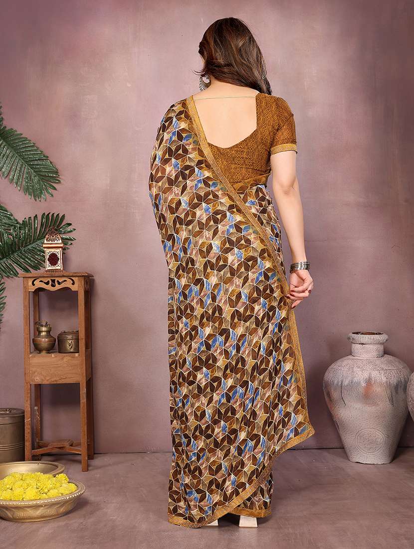 women printed casual wear saree with blouse - 22048880 -  Standard Image - 4