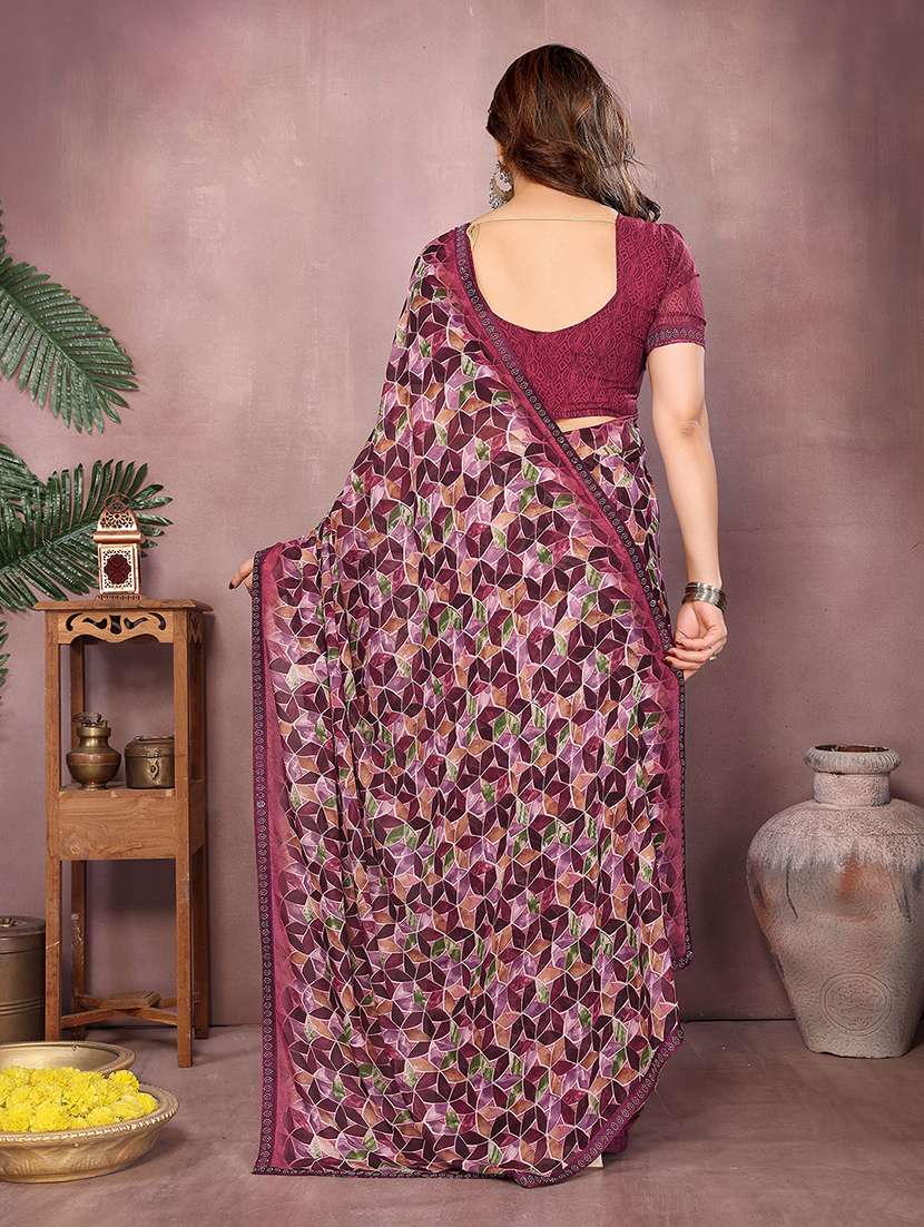 women printed casual wear saree with blouse - 22048881 -  Standard Image - 4