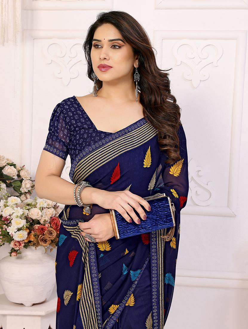 women printed casual wear saree with blouse - 22048882 - Standard Image - 4