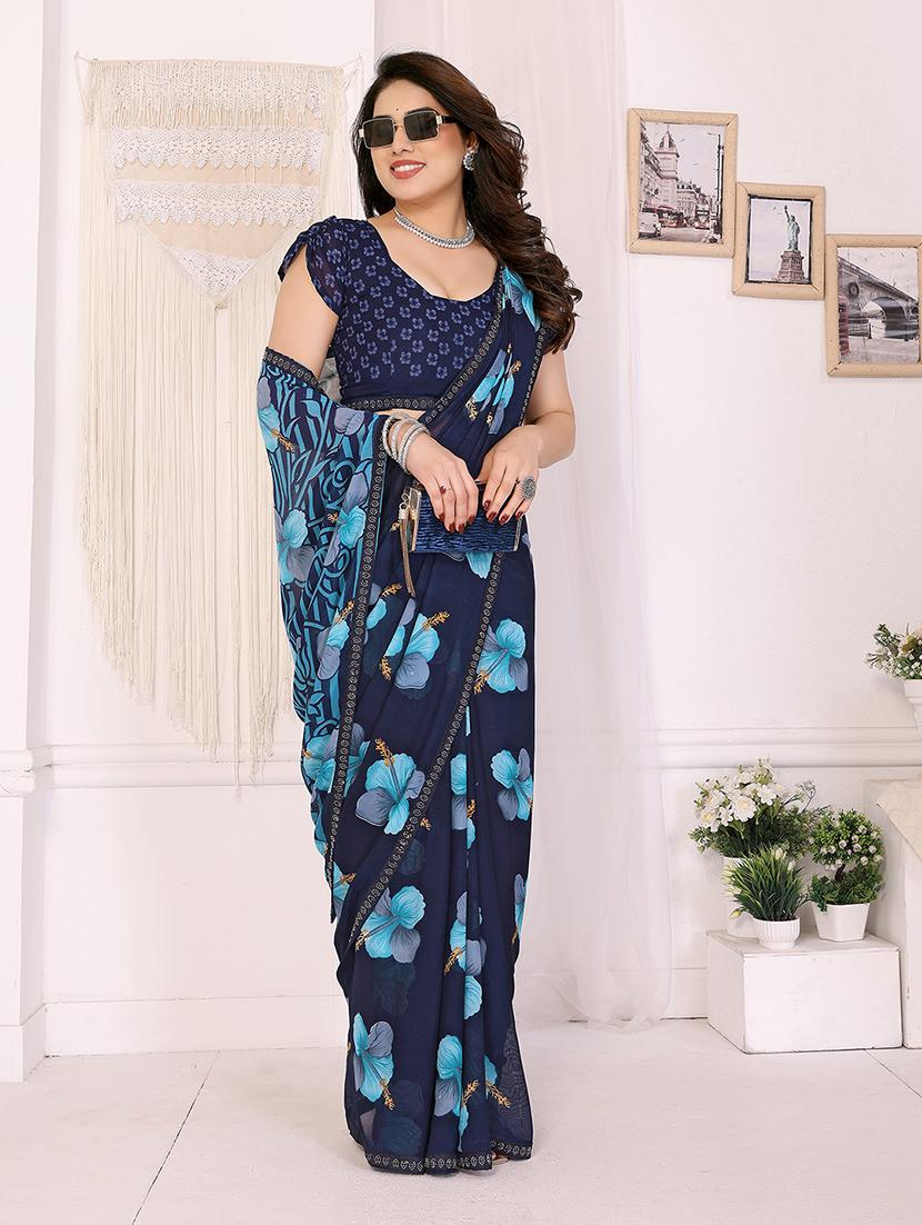 women printed casual wear saree with blouse - 22048896 - Standard Image - 1