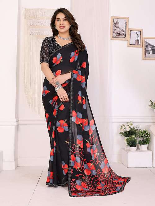 women printed casual wear saree with blouse - 22048899 - Standard Image - 0