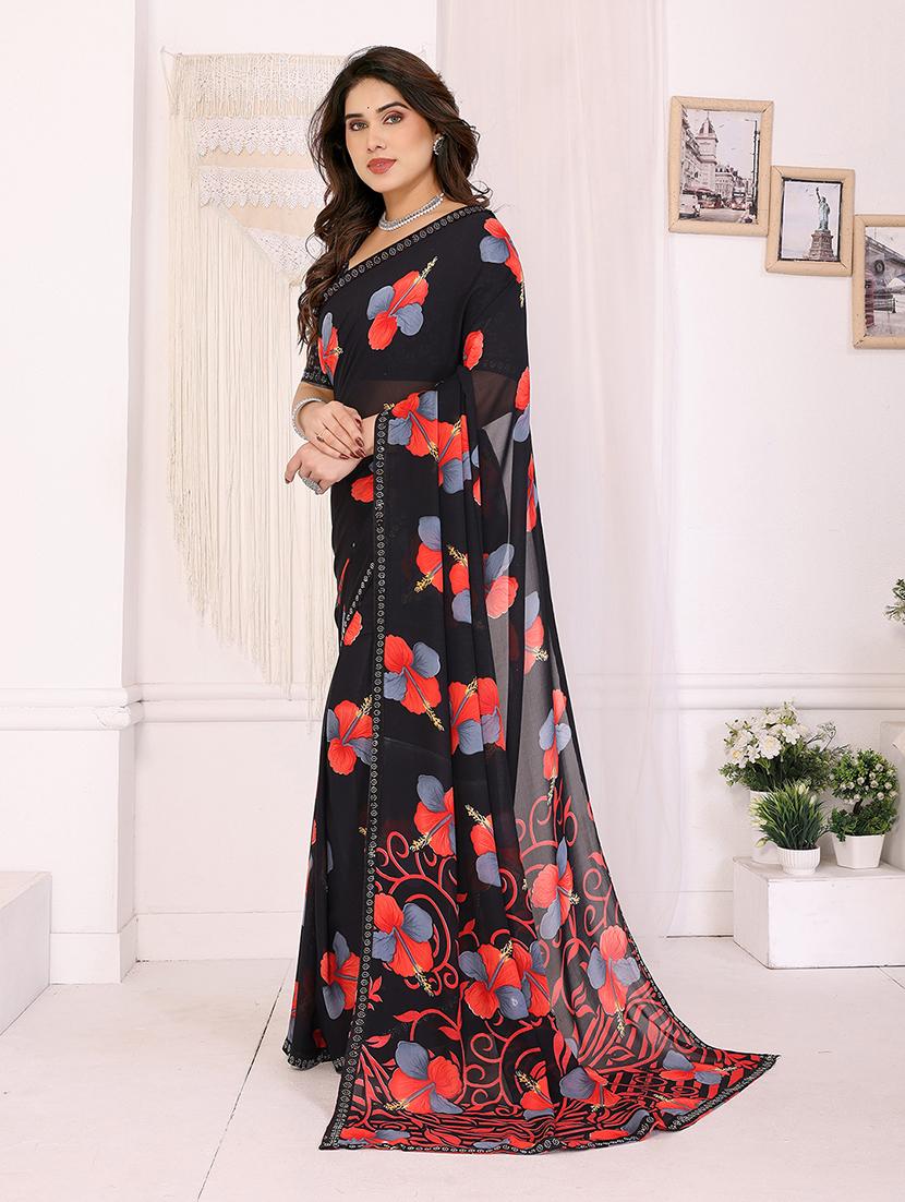 women printed casual wear saree with blouse - 22048899 - Standard Image - 1