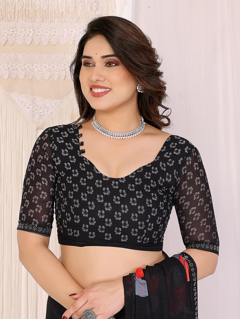 women printed casual wear saree with blouse - 22048899 - Standard Image - 4