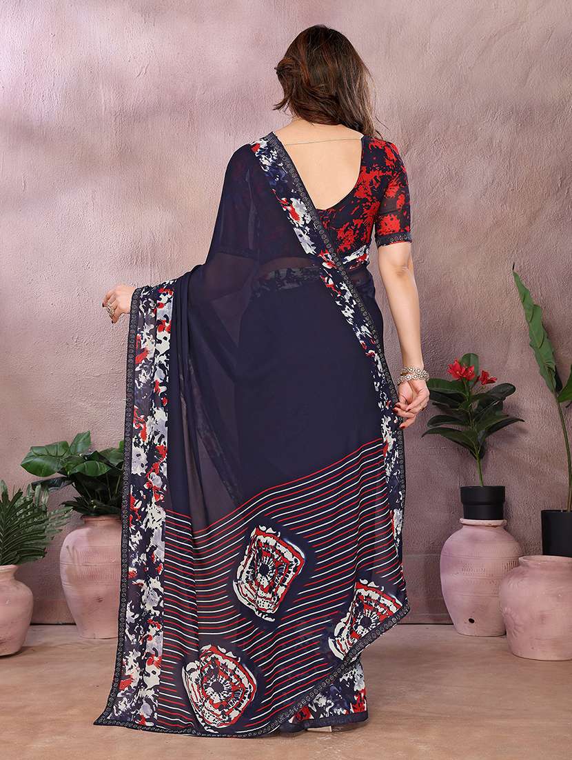 women printed casual wear saree with blouse - 22048904 -  Standard Image - 4