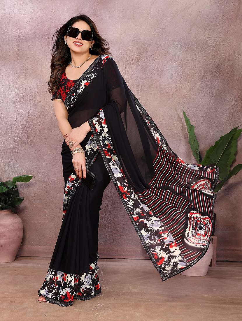 women printed casual wear saree with blouse - 22048907 -  Standard Image - 1