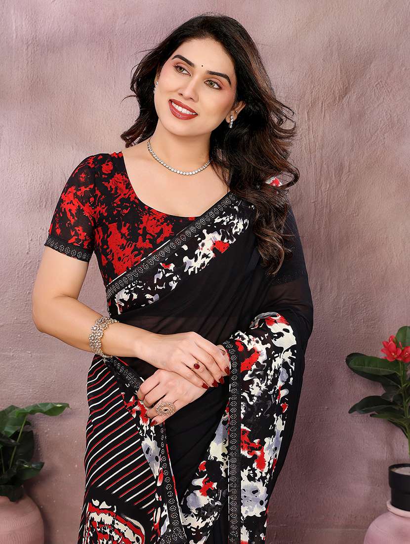 women printed casual wear saree with blouse - 22048907 -  Standard Image - 4