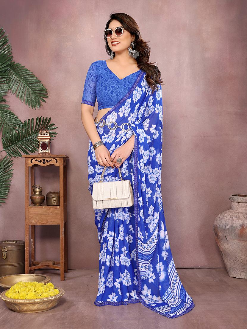 women printed casual wear saree with blouse - 22048912 - Standard Image - 1