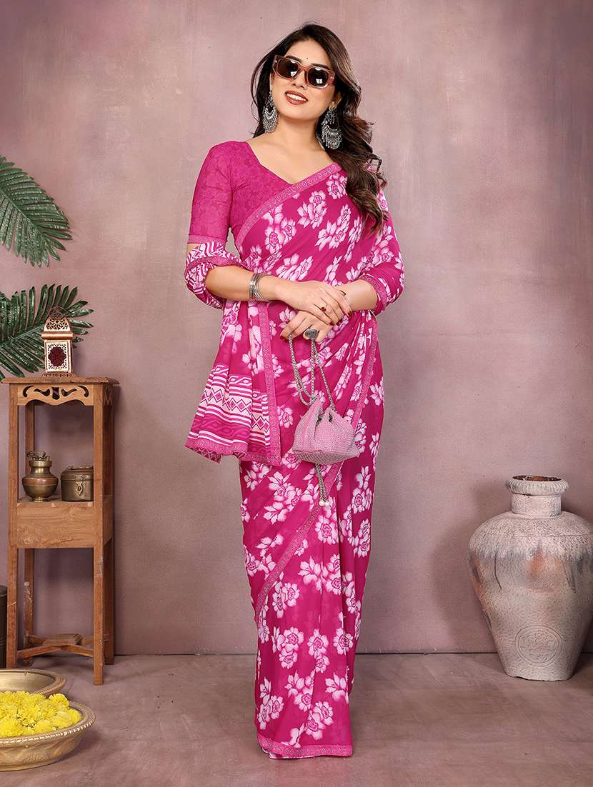 women printed casual wear saree with blouse - 22048914 - Standard Image - 1