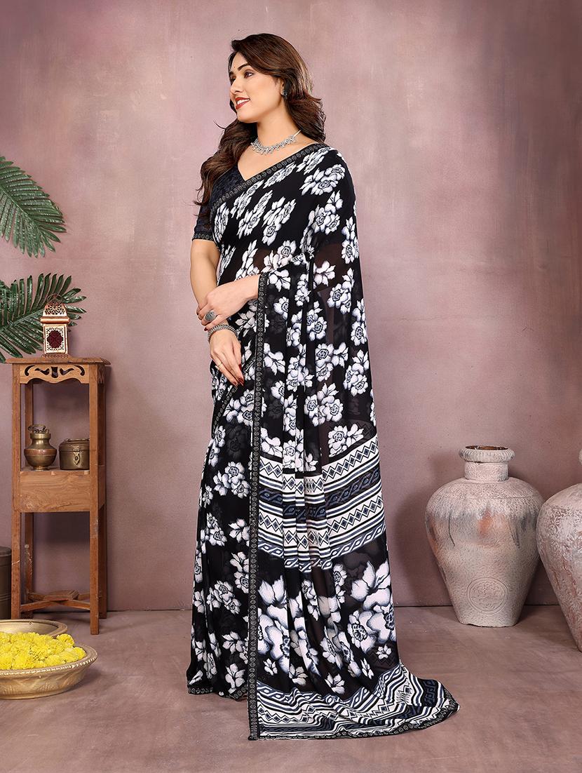 women printed casual wear saree with blouse - 22048917 - Standard Image - 1
