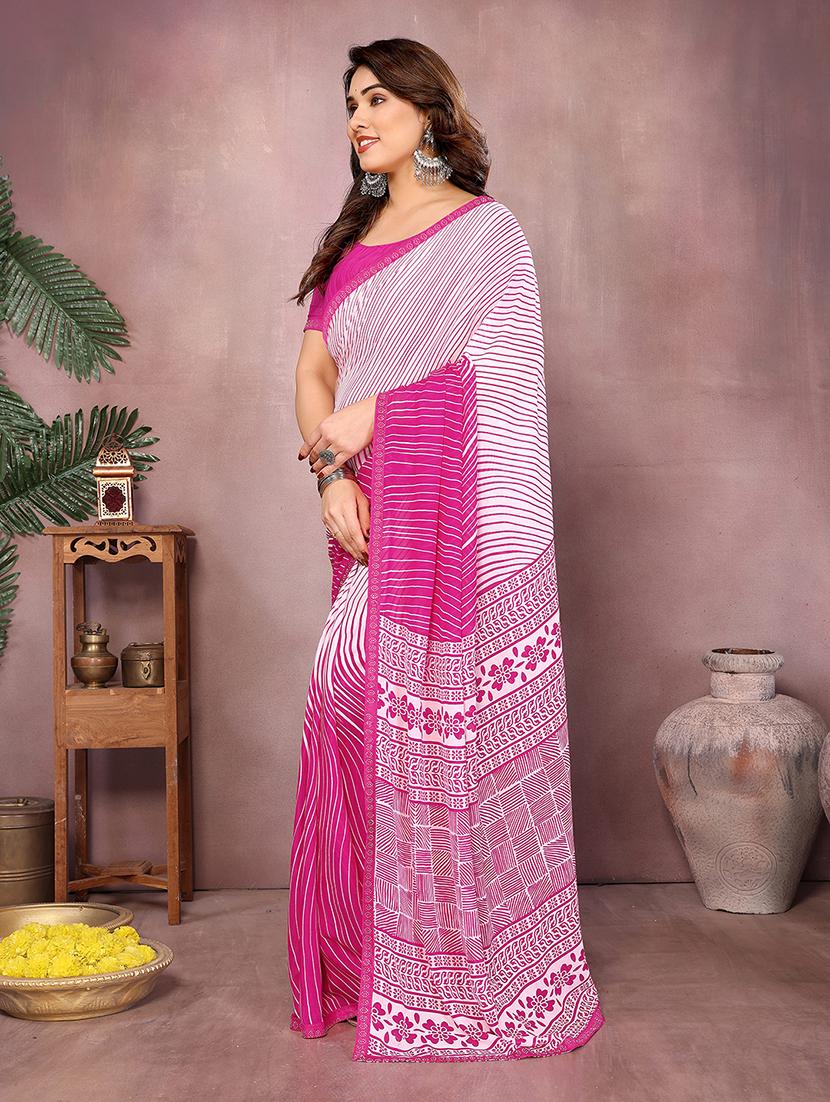 women printed casual wear saree with blouse - 22048922 - Standard Image - 4