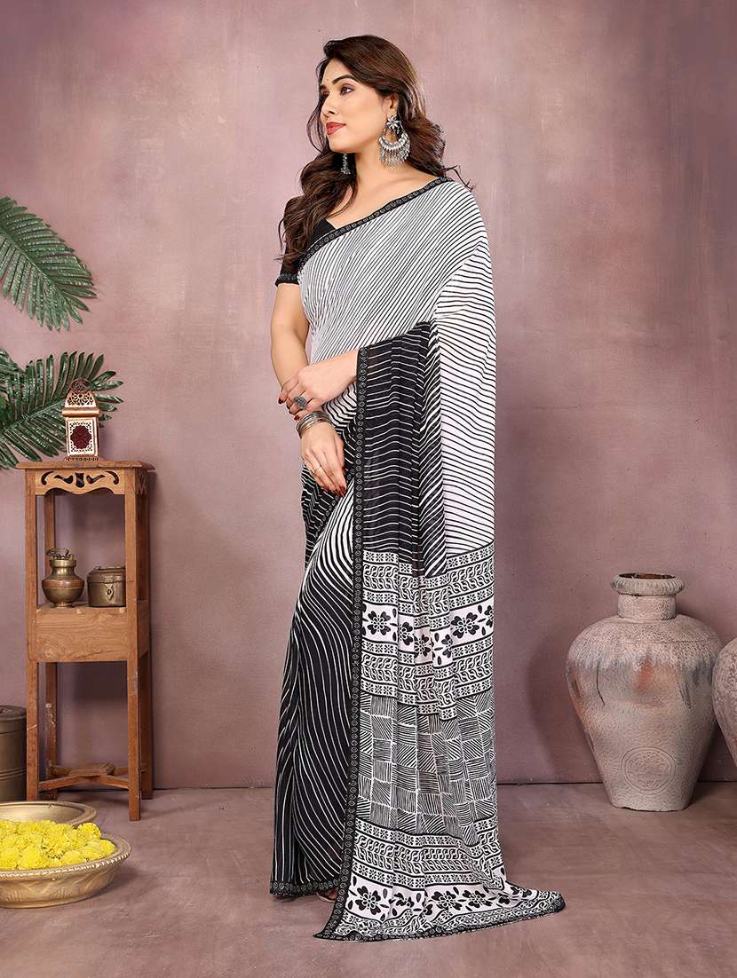 women printed casual wear saree with blouse - 22048923 -  Standard Image - 1