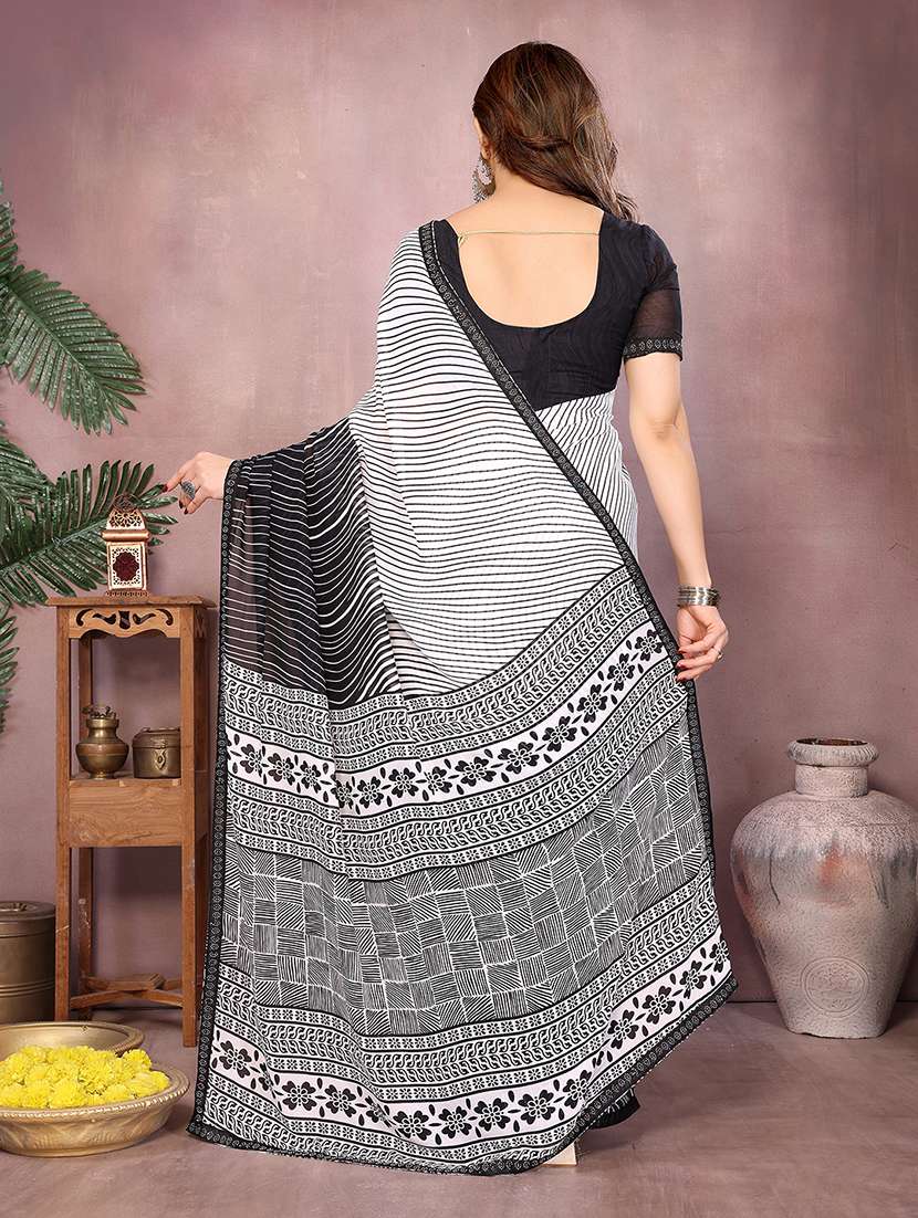 women printed casual wear saree with blouse - 22048923 -  Standard Image - 4