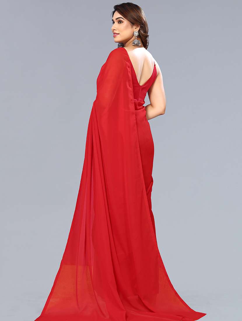 women solid plain saree with blouse - 22048945 -  Standard Image - 4