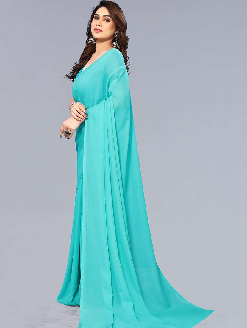 women solid plain saree with blouse - 22048946 -  Standard Image - 1