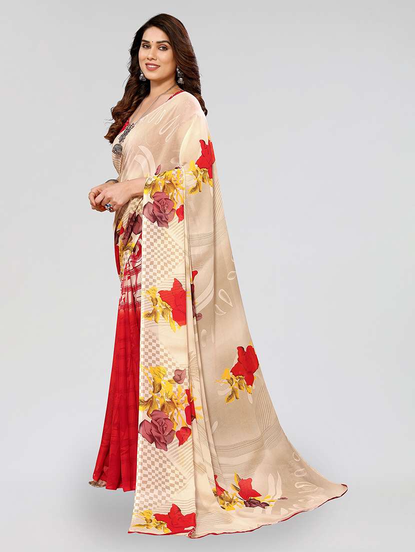 women printed casual wear saree with blouse - 22048955 -  Standard Image - 1