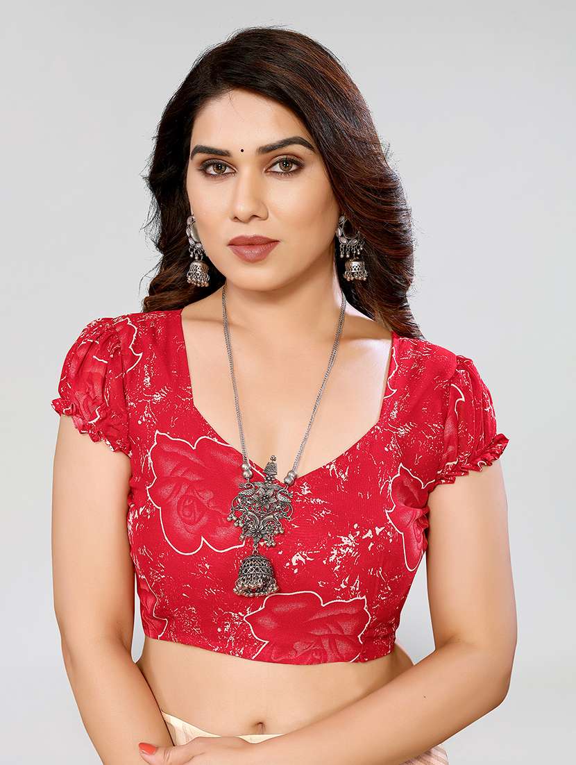 women printed casual wear saree with blouse - 22048955 -  Standard Image - 4