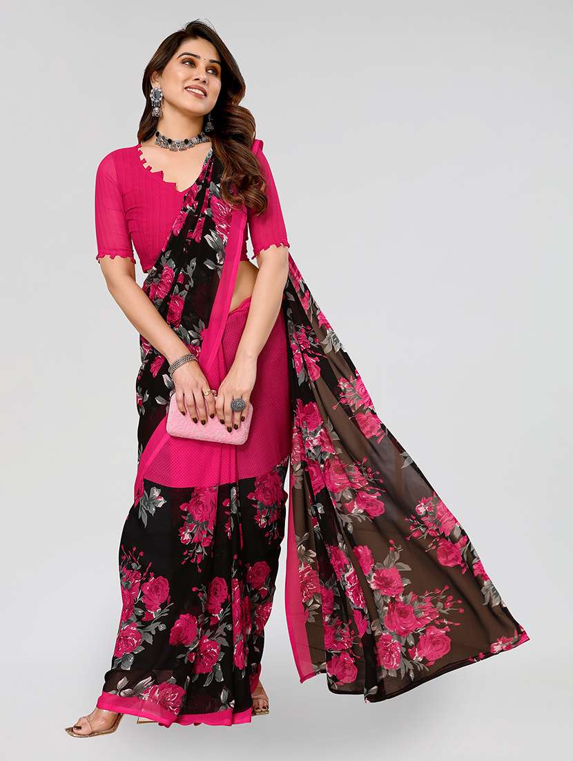 women printed casual wear saree with blouse - 22048963 -  Standard Image - 1