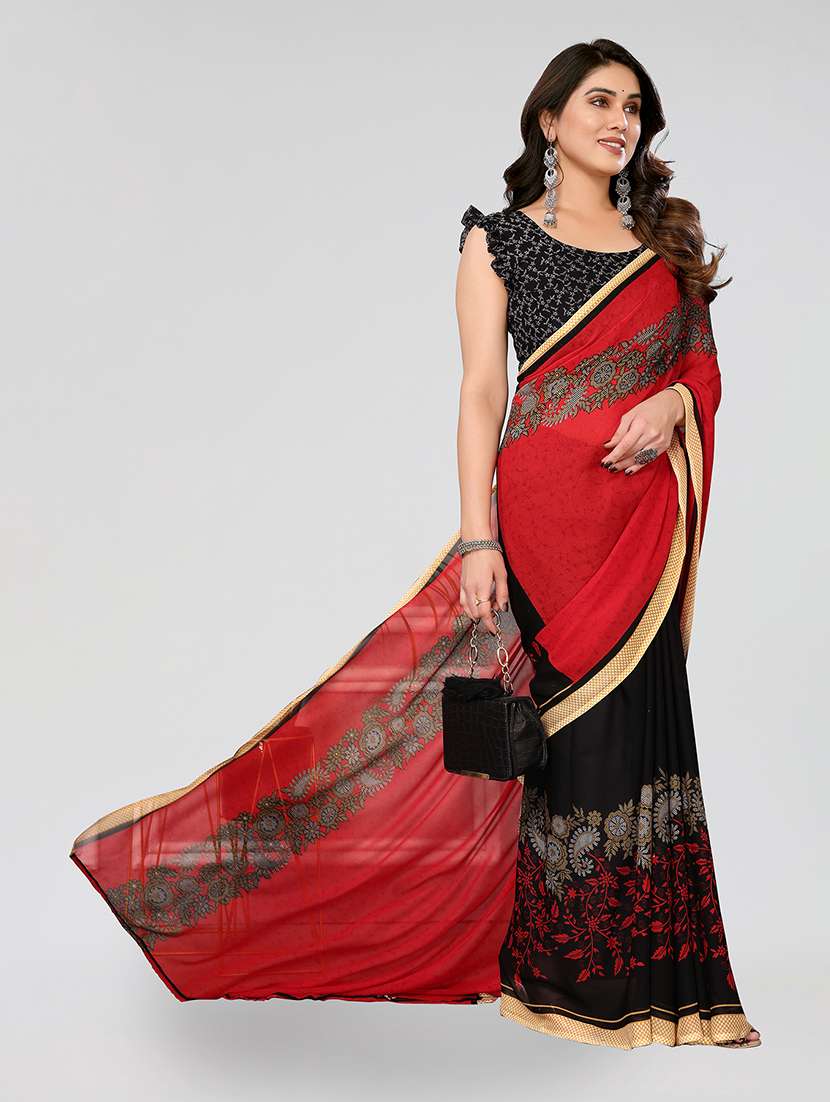 women printed casual wear saree with blouse - 22048974 -  Standard Image - 1