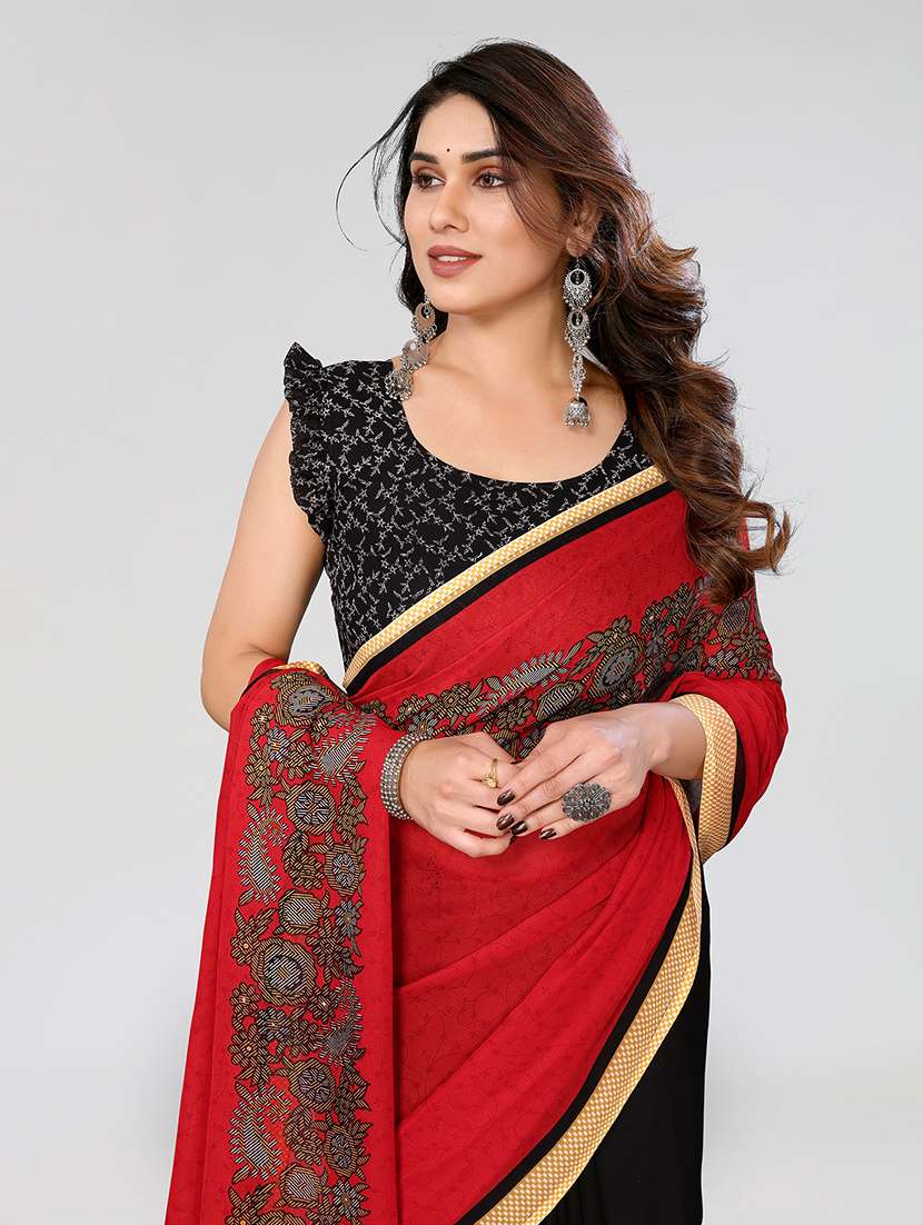 women printed casual wear saree with blouse - 22048974 -  Standard Image - 4
