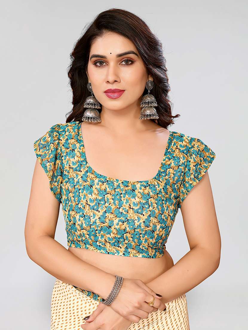 women printed casual wear saree with blouse - 22048975 -  Standard Image - 4