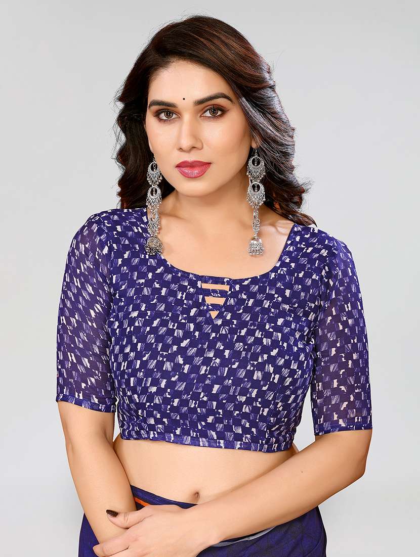 women printed casual wear saree with blouse - 22048991 -  Standard Image - 4
