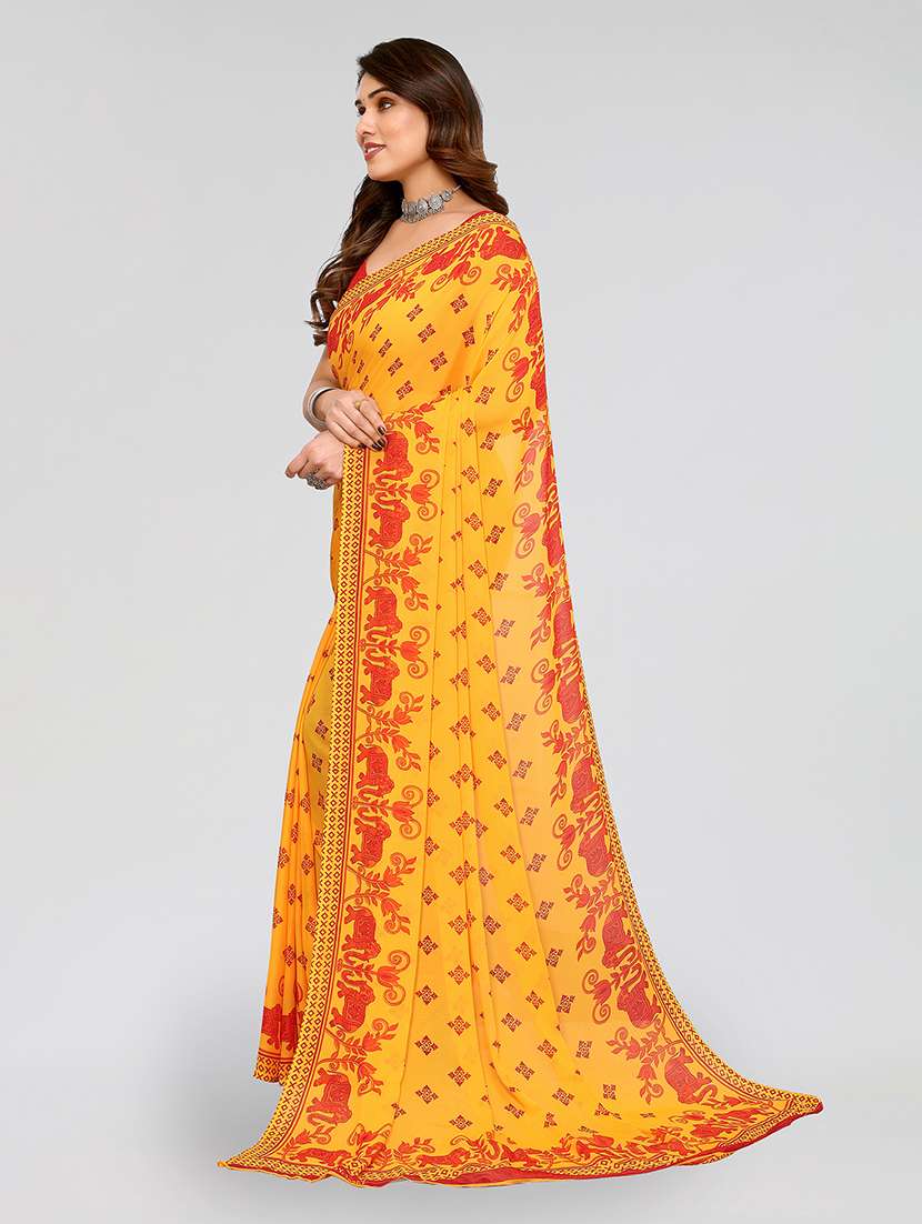 women printed casual wear saree with blouse - 22048996 -  Standard Image - 1