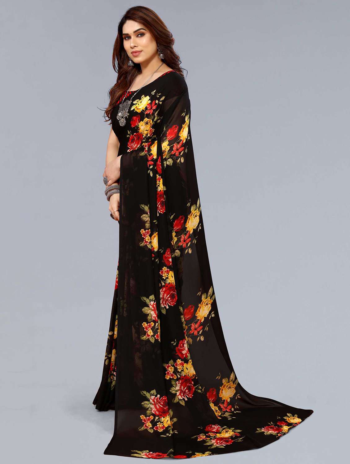 women printed casual wear saree with blouse - 22049013 -  Standard Image - 1