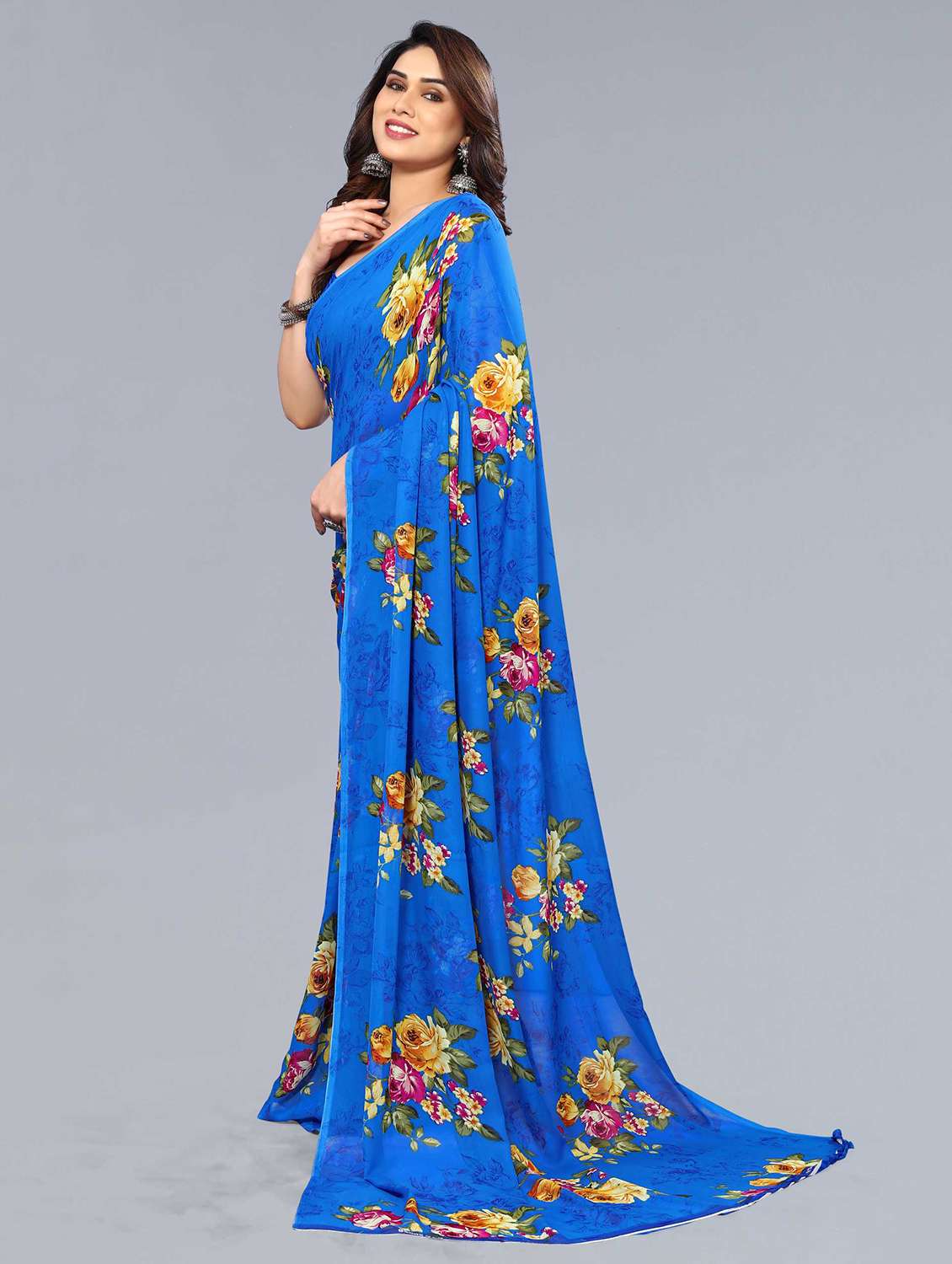 women printed casual wear saree with blouse - 22049014 -  Standard Image - 1