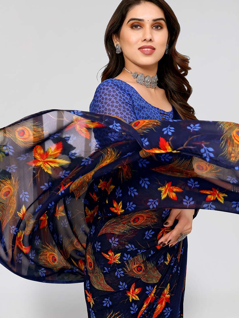 women printed casual wear saree with blouse - 22049015 -  Standard Image - 1