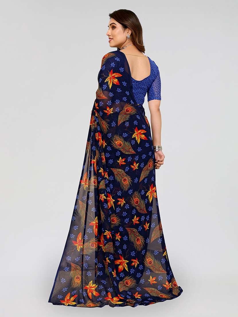 women printed casual wear saree with blouse - 22049015 -  Standard Image - 4