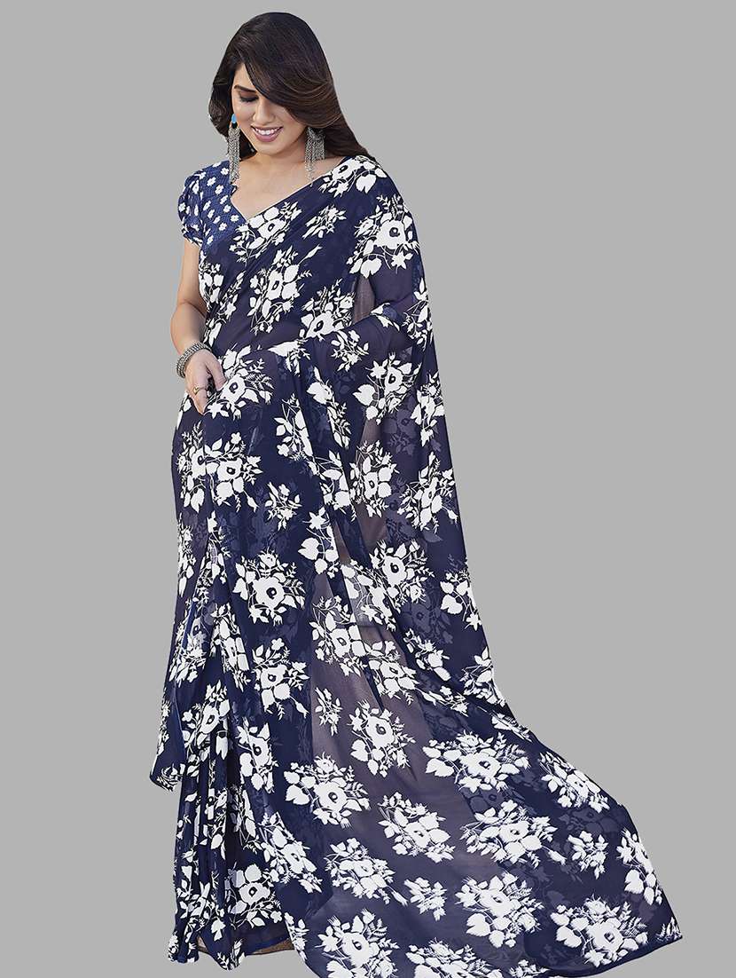 women printed casual wear saree with blouse - 22049019 -  Standard Image - 4
