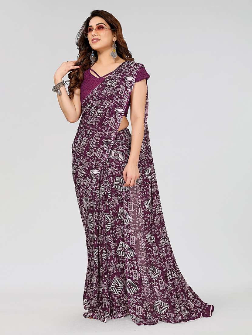 women printed casual wear saree with blouse - 22049029 -  Standard Image - 1