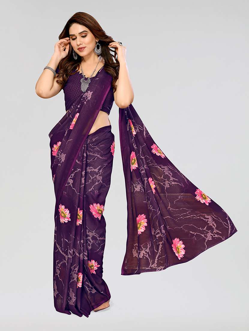 women printed casual wear saree with blouse - 22049034 -  Standard Image - 1