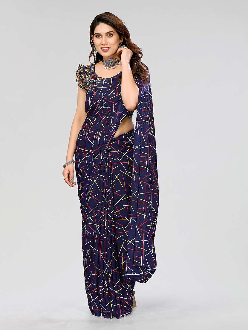 women printed casual wear saree with blouse - 22049045 -  Standard Image - 1