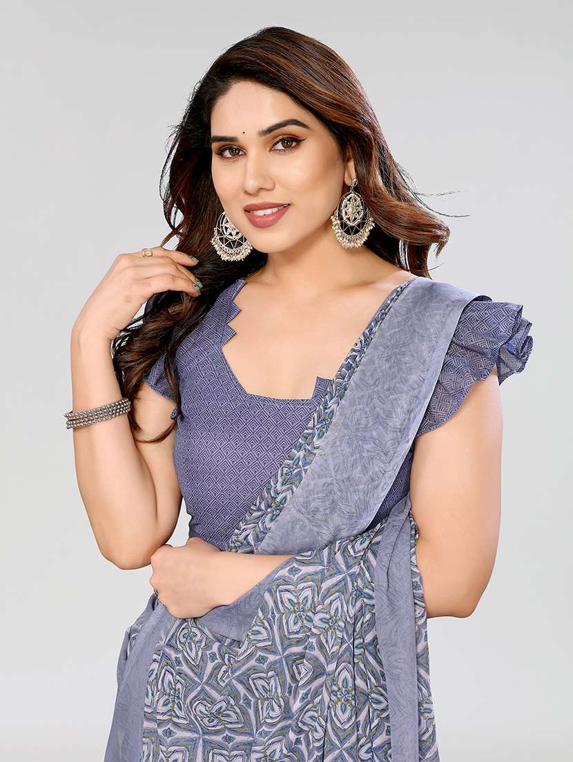 women printed casual wear saree with blouse - 22049050 -  Standard Image - 4