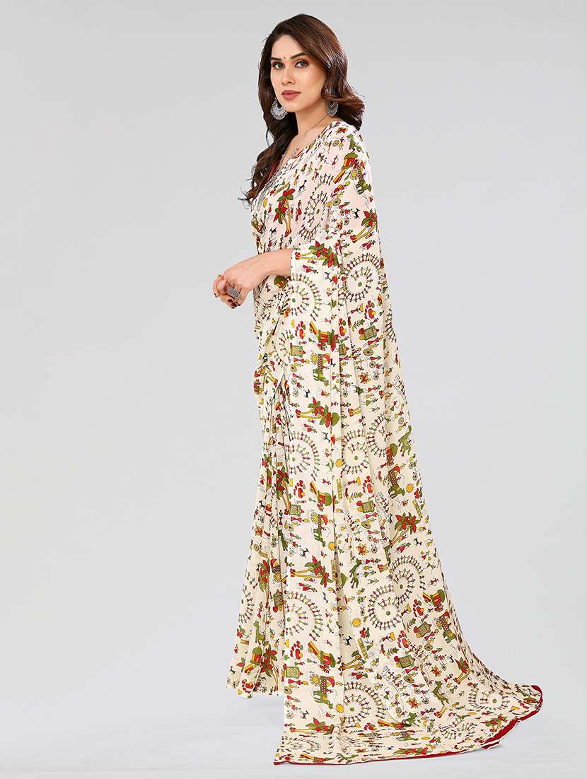 women printed casual wear saree with blouse - 22049054 -  Standard Image - 1