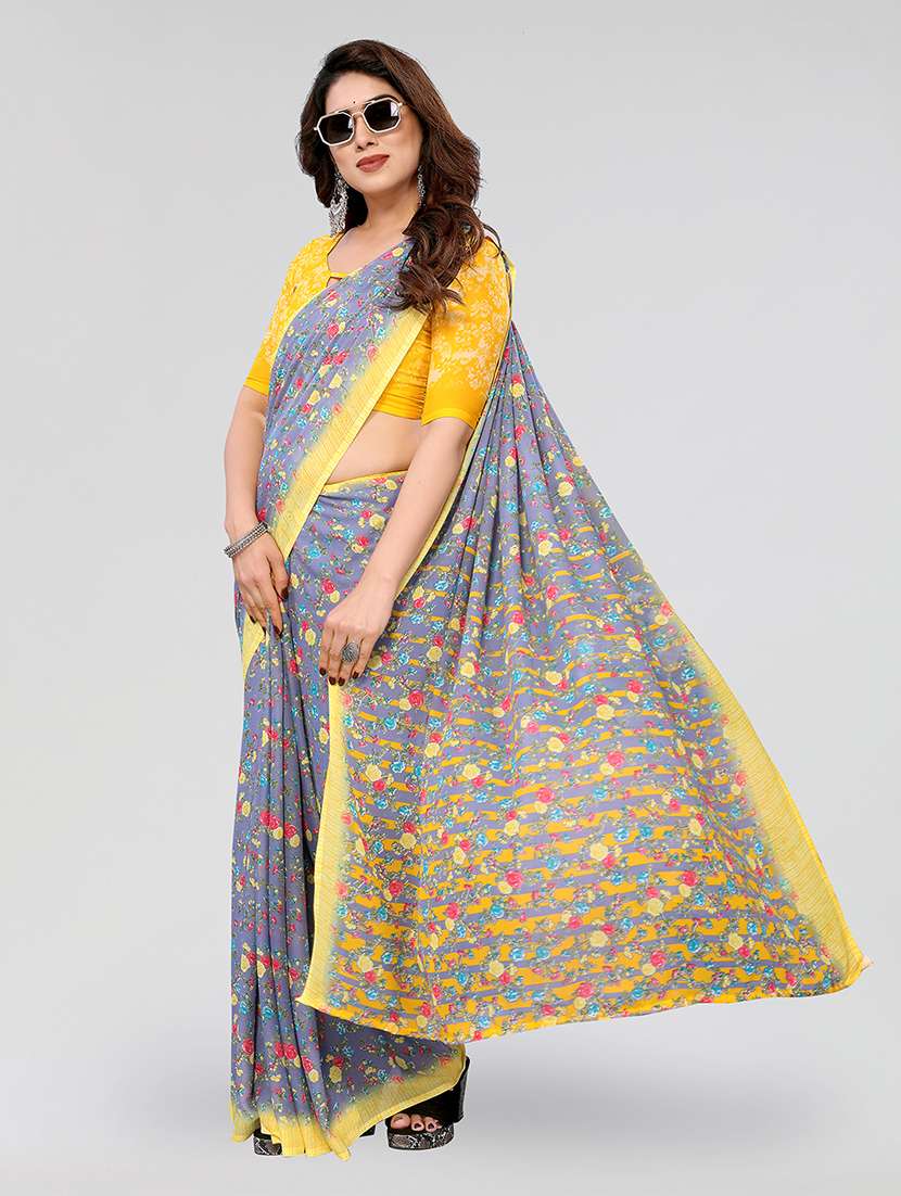 women printed casual wear saree with blouse - 22049070 -  Standard Image - 1