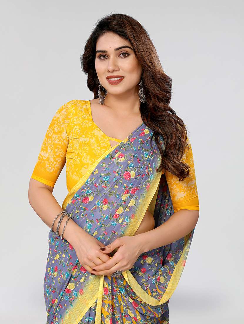 women printed casual wear saree with blouse - 22049070 -  Standard Image - 4