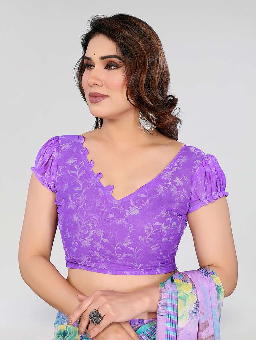 women printed casual wear saree with blouse - 22049080 -  Standard Image - 4