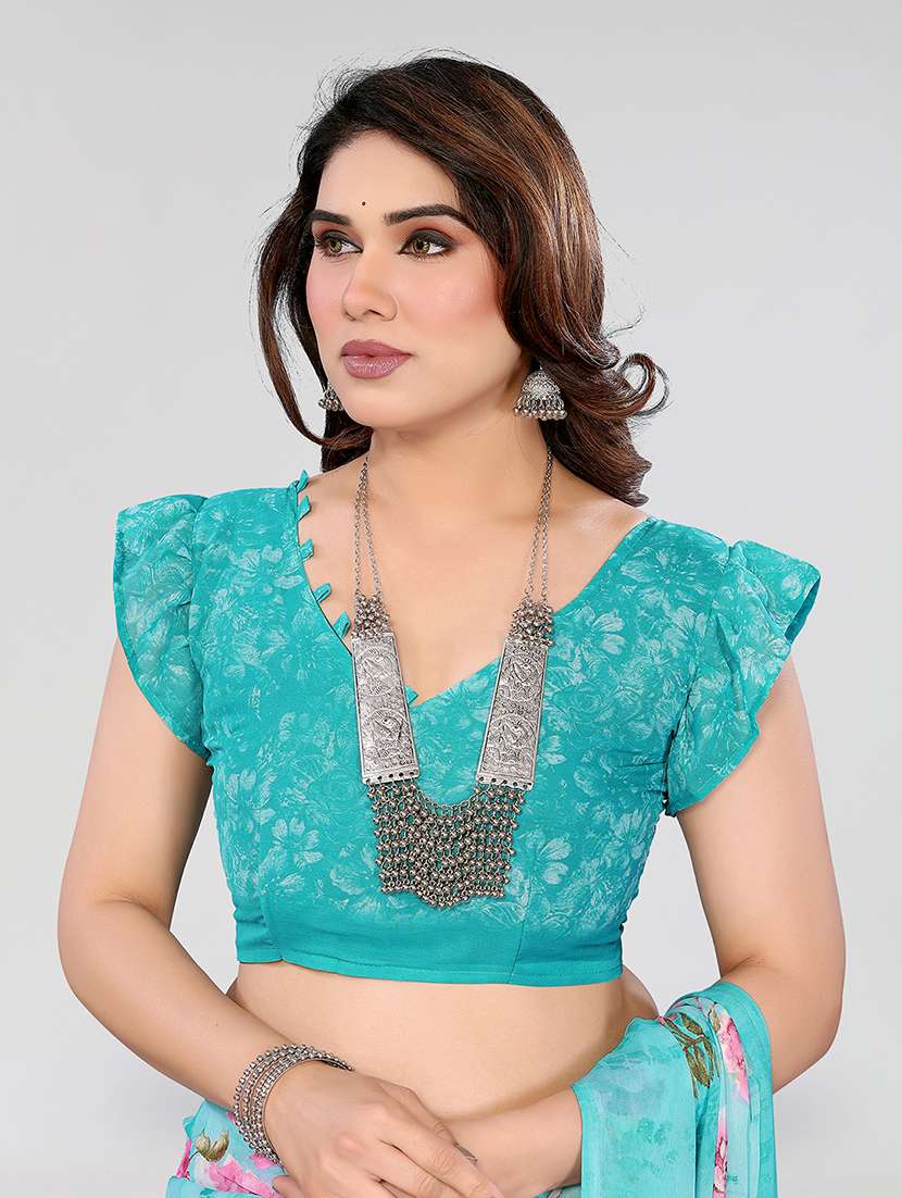 women printed casual wear saree with blouse - 22049086 -  Standard Image - 4