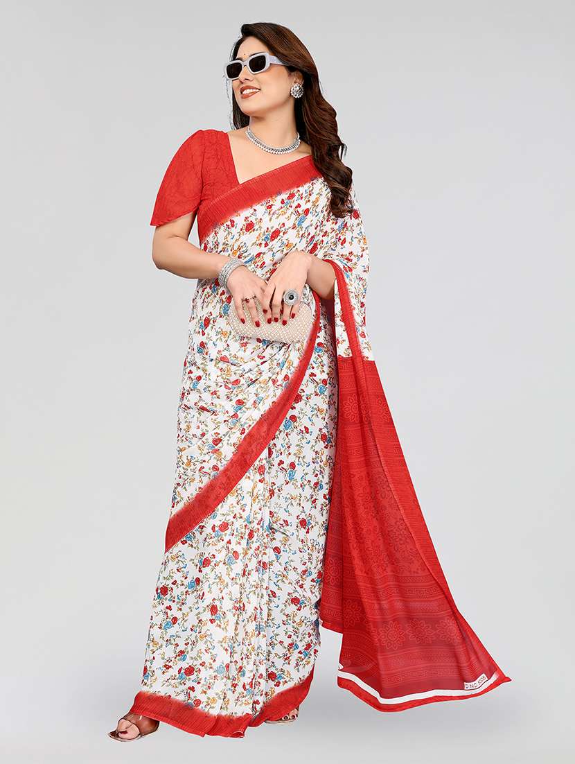 women printed casual wear saree with blouse - 22049091 -  Standard Image - 1
