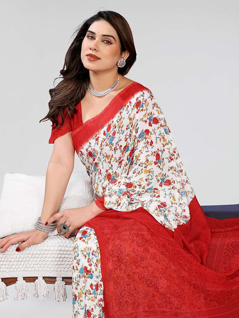 women printed casual wear saree with blouse - 22049091 -  Standard Image - 4