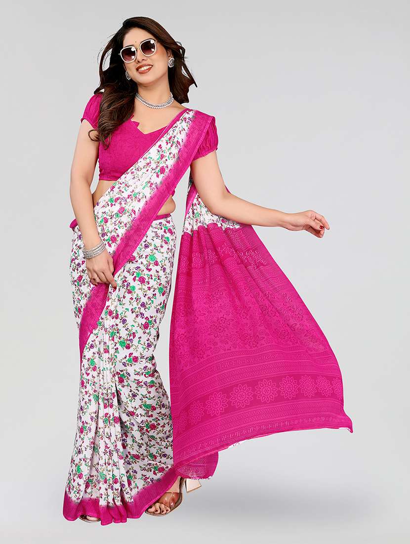 women printed casual wear saree with blouse - 22049093 -  Standard Image - 1