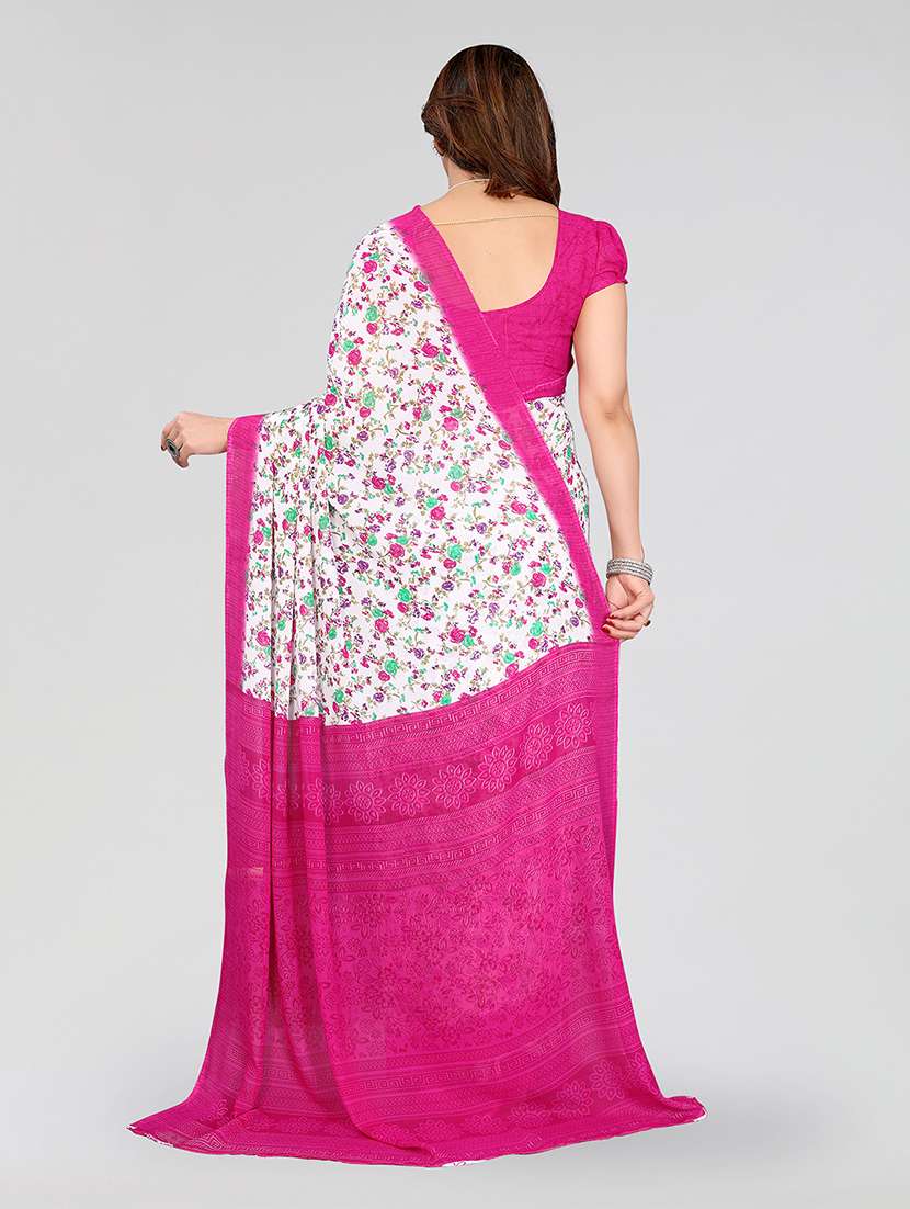 women printed casual wear saree with blouse - 22049093 -  Standard Image - 4