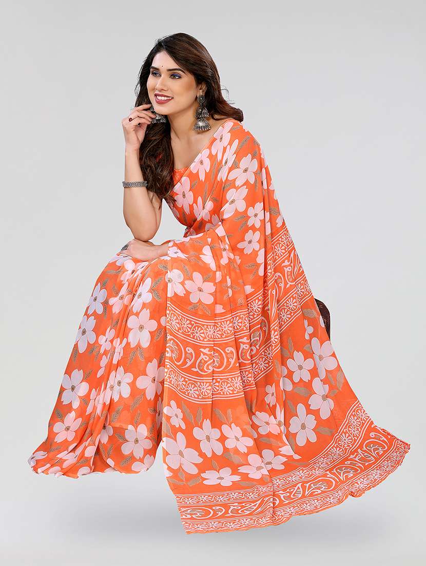 women printed casual wear saree with blouse - 22049115 -  Standard Image - 1