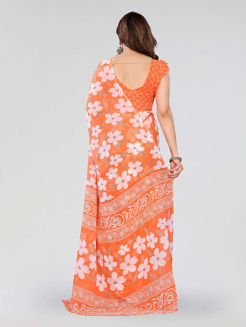 women printed casual wear saree with blouse - 22049115 -  Standard Image - 4