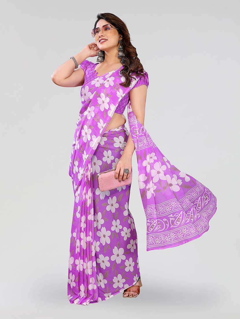 Women Printed Casual Wear Saree With Blouse - 22049118 -  Standard Image - 1