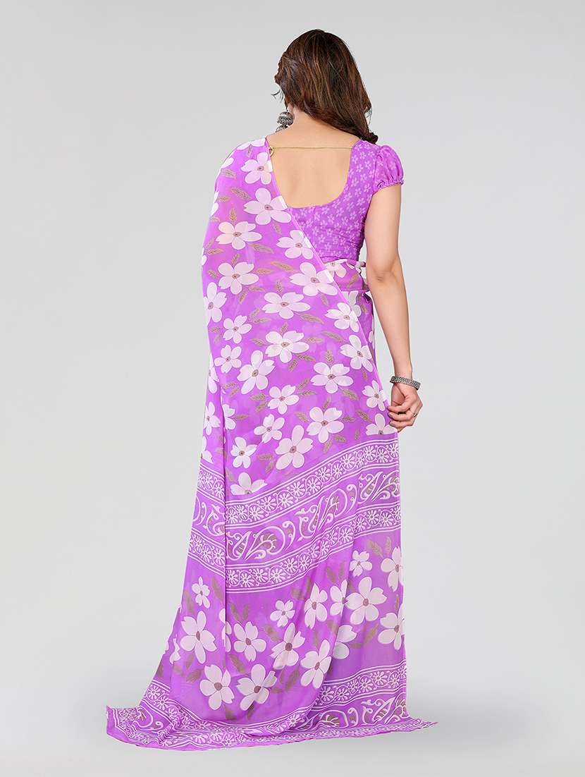 Women Printed Casual Wear Saree With Blouse - 22049118 -  Standard Image - 4